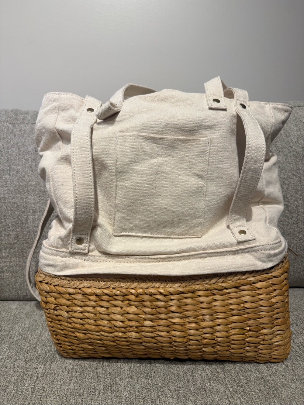 LSPACE x Lindsay Albanese Road Tripping Backpack / Beach Bag in Cream & Tan - Picture 5 of 8